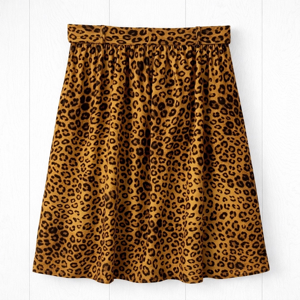 🖤 Jones New York Leopard Print A-Line Midi Skirt Size 10P | Belted Animal Print - Picture 3 of 7